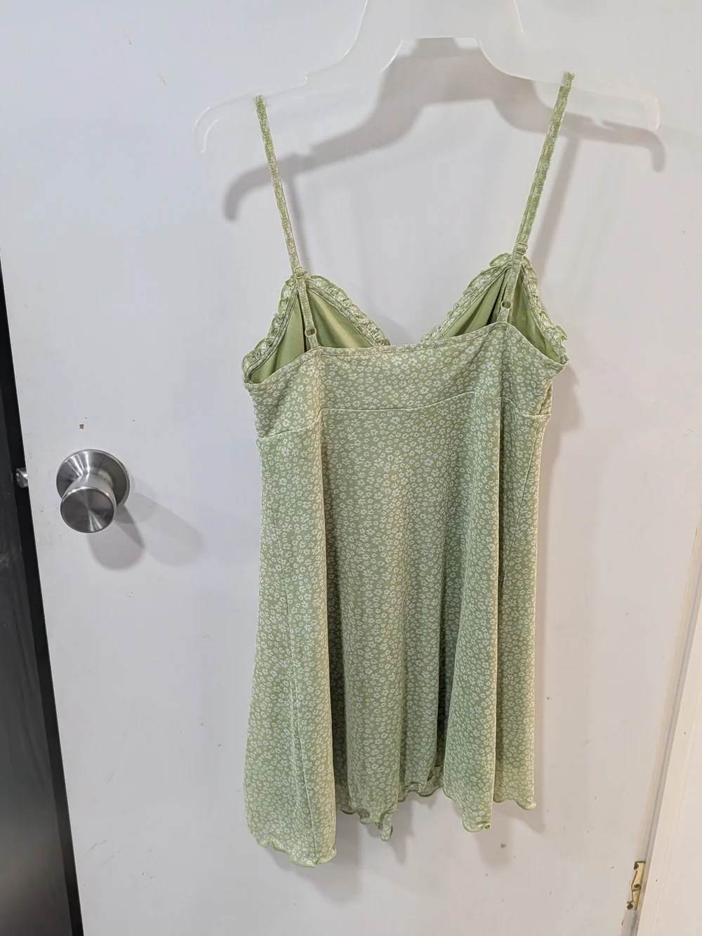 American Eagle Outfitters Light Green Floral Slip Tie-Front Sundress